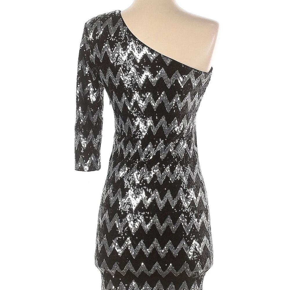 NWT Bebe Women Black Silver Sequins Cocktail Party Night Out Dress Small